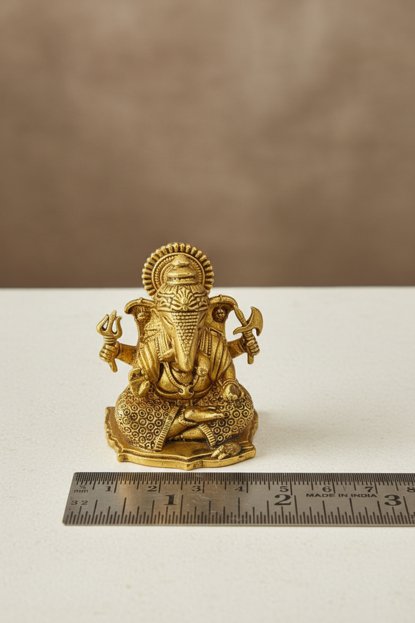 Premium handcrafted lightweight brass Ganesha idol for pooja and gifting