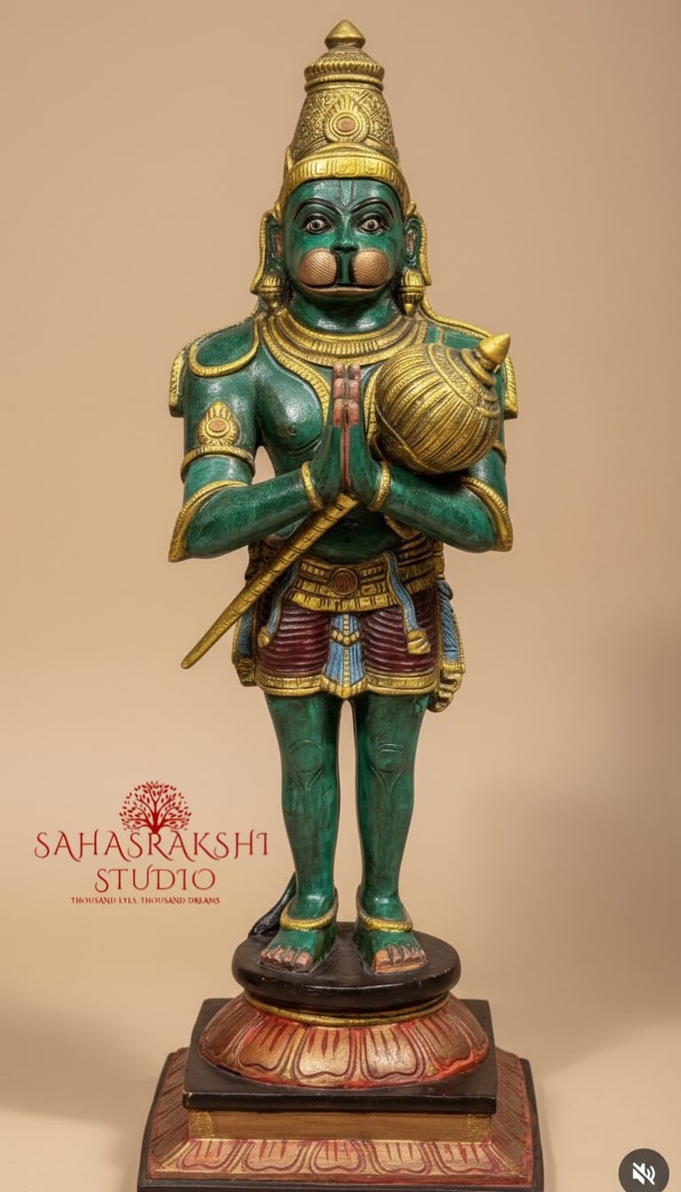 Dharmapālā - The Guardians of Dharma - Hanumanji & Garudaji - Pure Brass in traditional colors