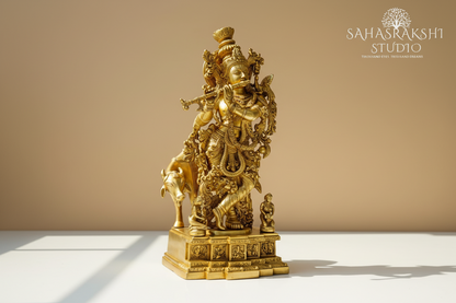 Gopala Krishna | Lord Krishna with Cow - Handcrafted with devotion