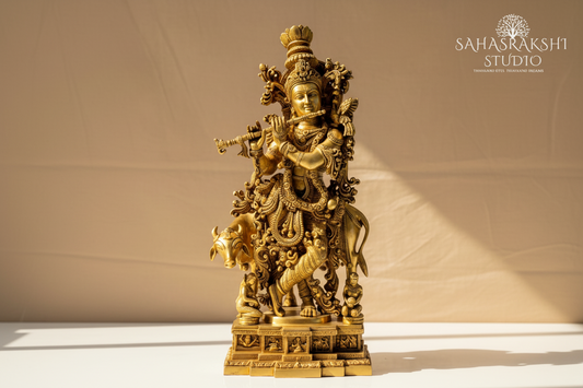 Gopala Krishna | Lord Krishna with Cow - Handcrafted with devotion