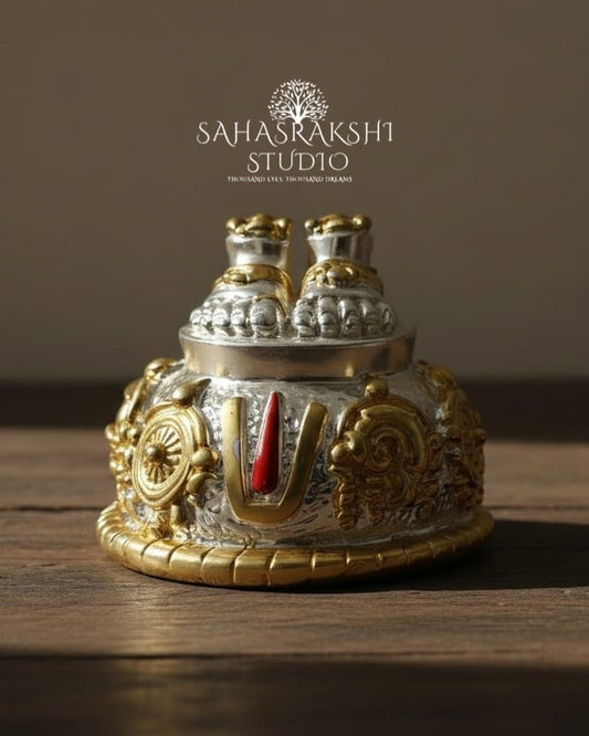 Balaji Charan|Vishnu Paadam - Handcrafted in Gold & Silver finish (Premium Polyresin)