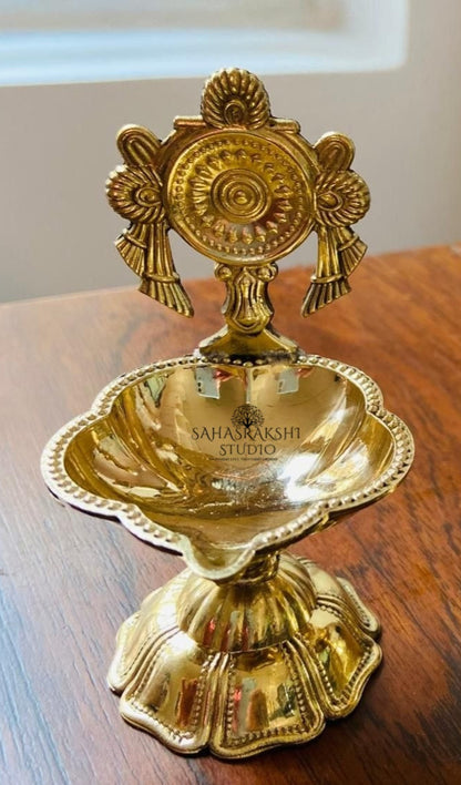Shankh Chakra Diya - Pure Brass