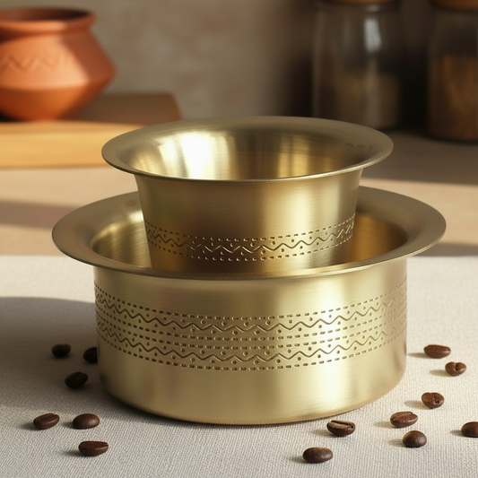 Indian Brass Dabara Coffee Set – Classic Kumbakonam Style