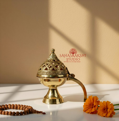 Handcrafted pure Brass DhoopDani | Incense Burner | Loban