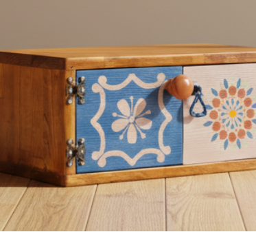 Solid Mango Wood Console Cabinet -  Handcarved with Rustic Style