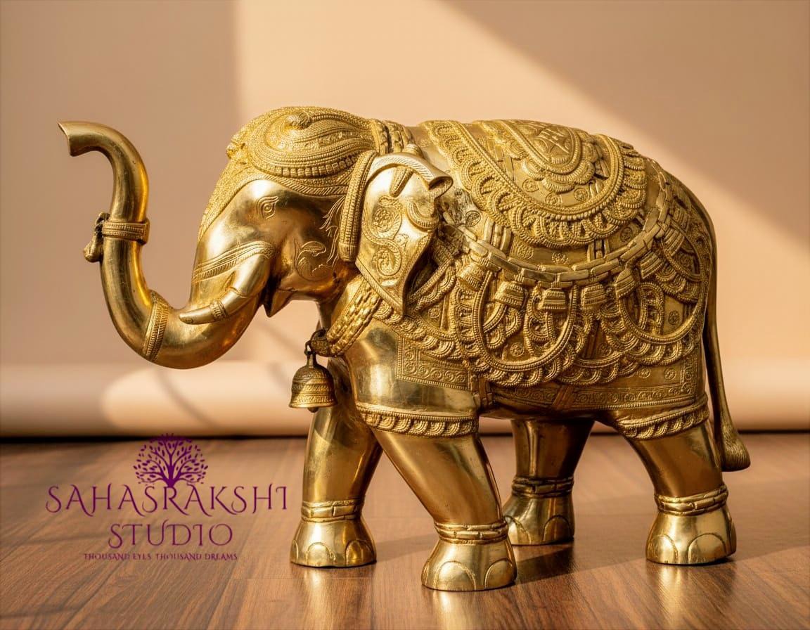 Large Royal Maharaja Elephants - Pure Brass Premium