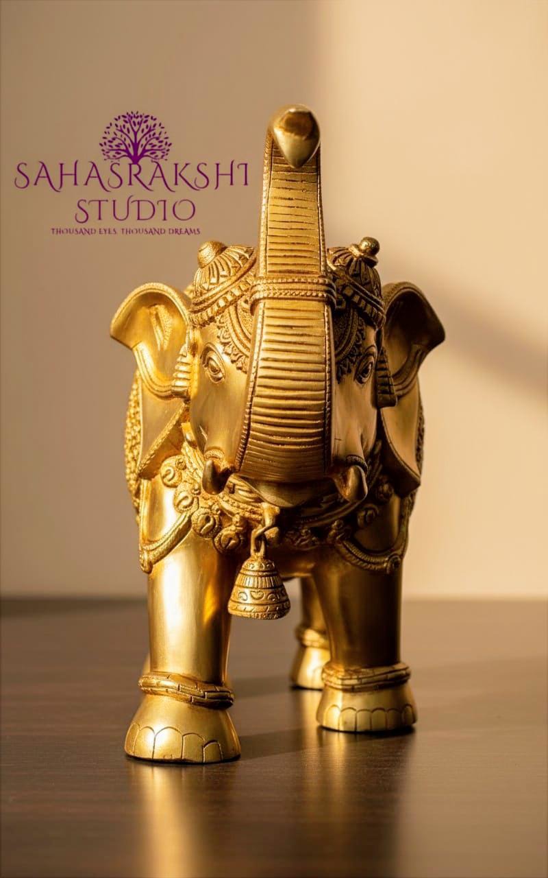 Large Royal Maharaja Elephants - Pure Brass Premium