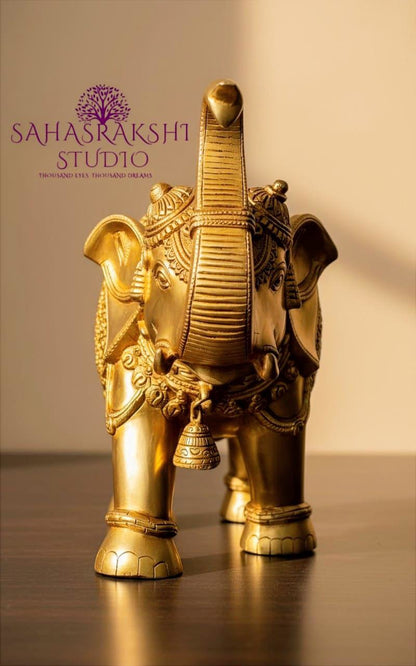 Large Royal Maharaja Elephants - Pure Brass Premium
