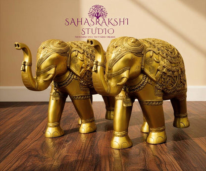 Large Royal Maharaja Elephants - Pure Brass Premium