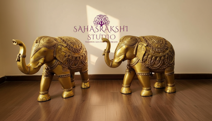 Large Royal Maharaja Elephants - Pure Brass Premium