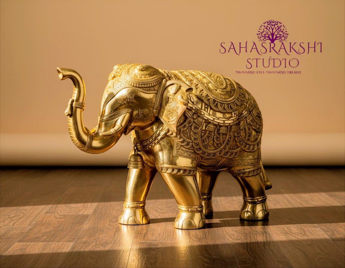 Large Royal Maharaja Elephants - Pure Brass Premium