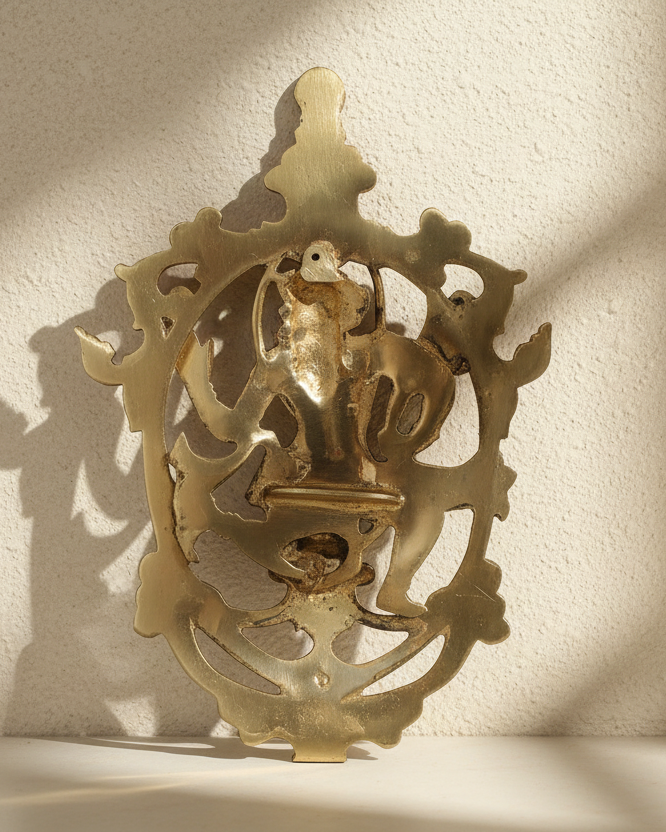 Blessing Hanuman wall-hanging in Brass