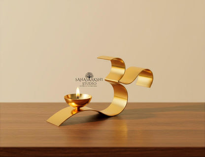 OM Brass Oil Lamp Diya Set | ૐ Diya  (2  pieces)