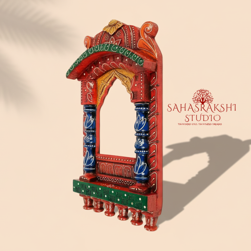 Handcrafted Regal Wooden Jharokha Set (16” & 10”)