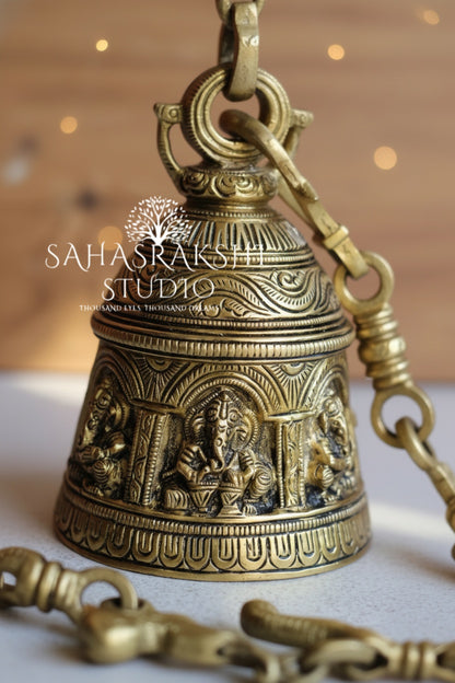 Hanging Brass Bell - Ganesha- intricately handcrafted