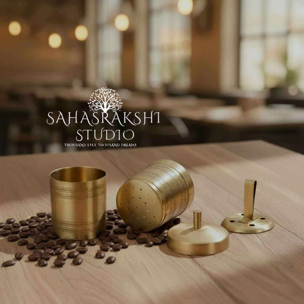 Traditional south indian brass coffee filter - handcrafted in kumbakonam style