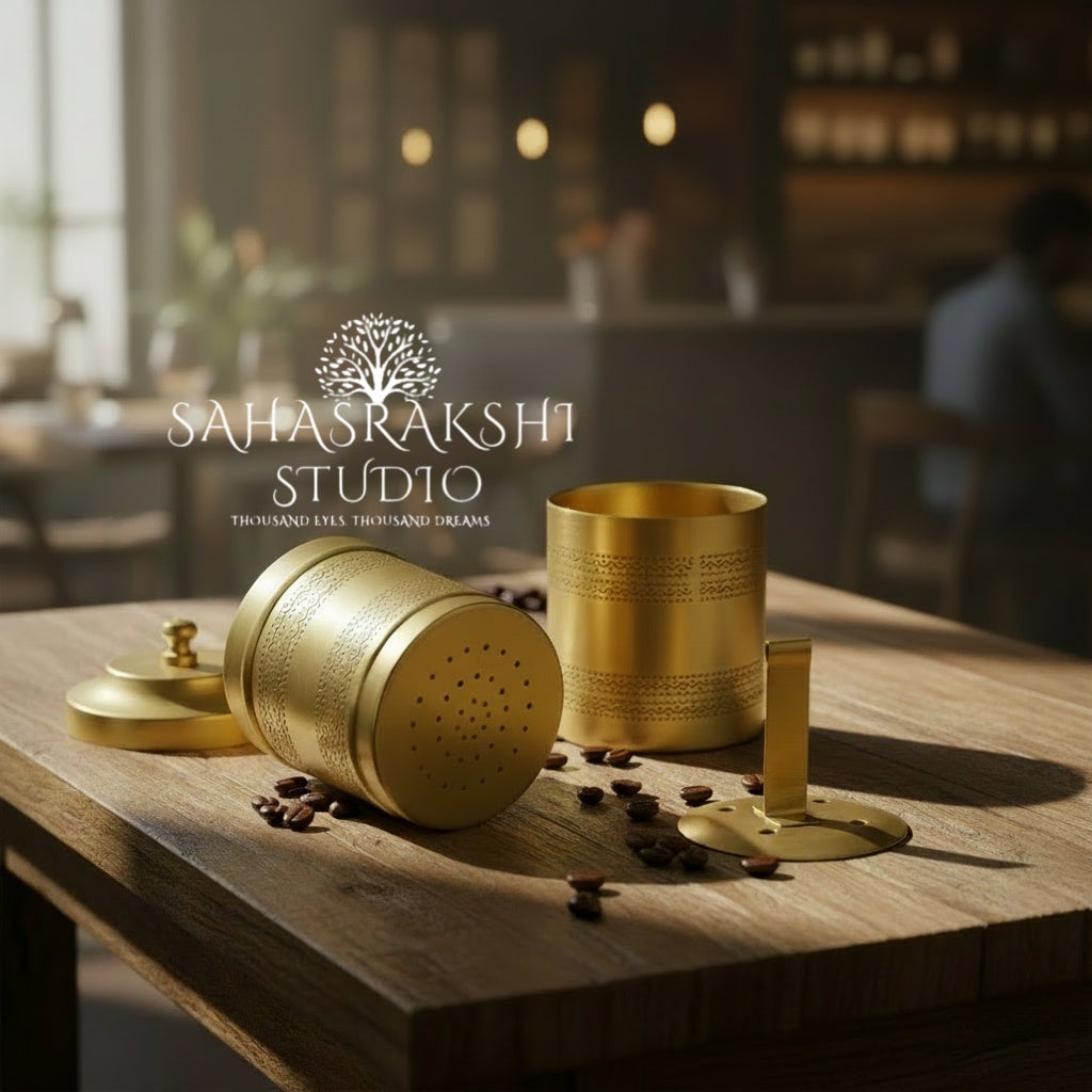 Traditional south indian brass coffee filter - handcrafted in kumbakonam style