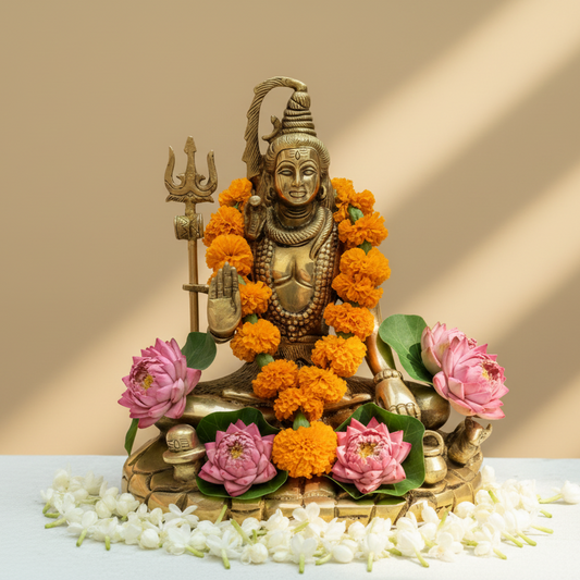 Meditating Shiva Brass Idol | Handcrafted Divine Décor