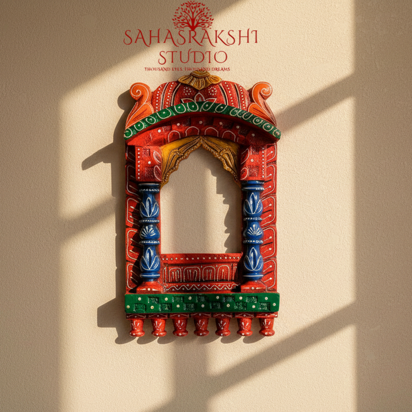 Handcrafted Regal Wooden Jharokha Set (16” & 10”)