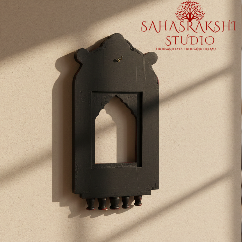 Handcrafted Regal Wooden Jharokha Set (16” & 10”)