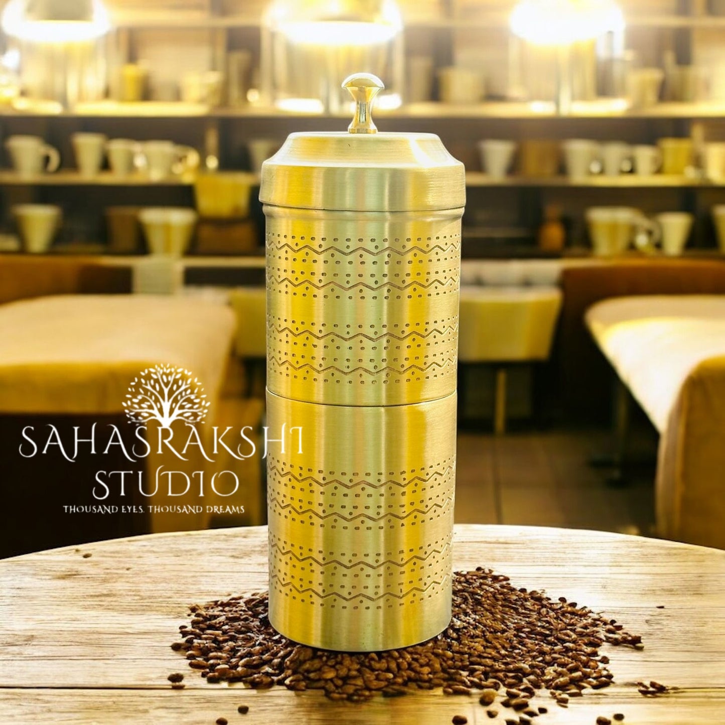 Traditional south indian brass coffee filter - handcrafted in kumbakonam style
