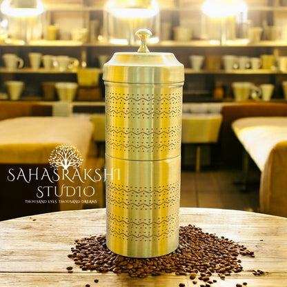 Traditional south indian brass coffee filter - handcrafted in kumbakonam style