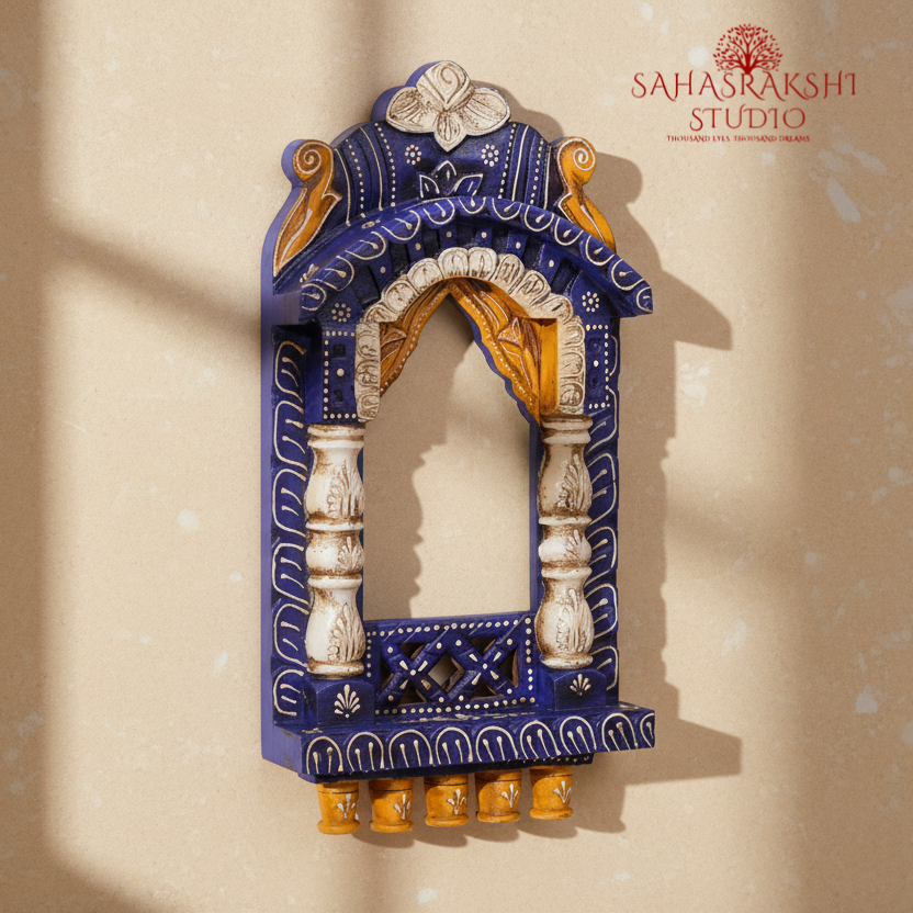 Handcrafted Regal Wooden Jharokha Set (16” & 10”)