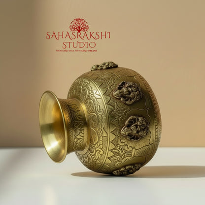 Ashtalakshmi Embossed Kalash- Handcrafted in premium brass