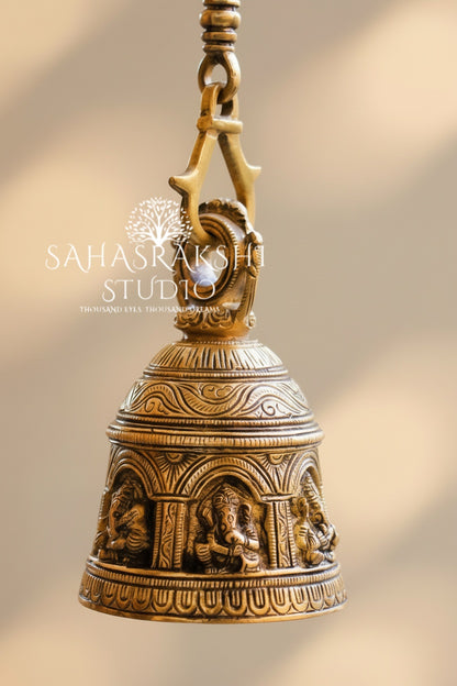 Hanging Brass Bell - Ganesha- intricately handcrafted
