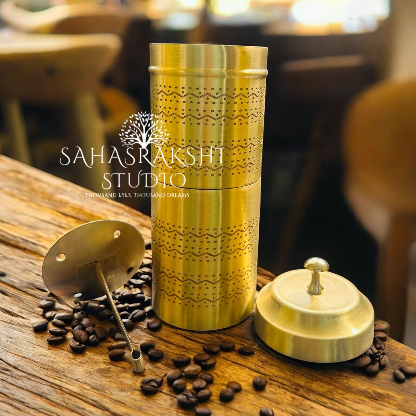 Traditional south indian brass coffee filter - handcrafted in kumbakonam style