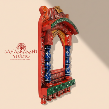 Handcrafted Regal Wooden Jharokha Set (16” & 10”)