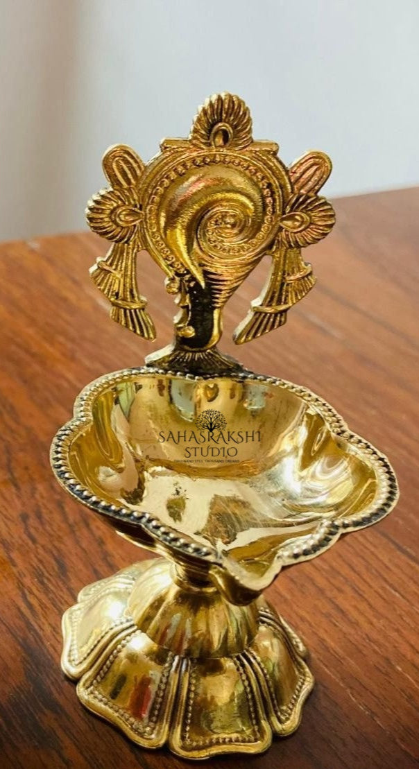 Shankh Chakra Diya - Pure Brass