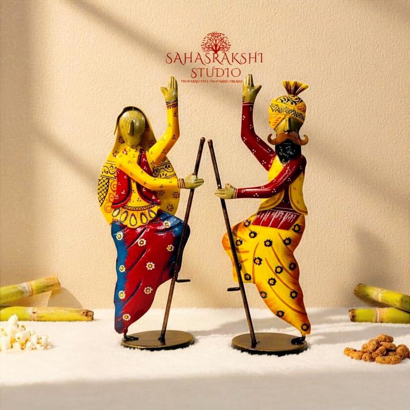 Energetic Bhangra Dance figurines - Handcrafted in Metal