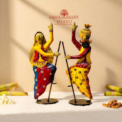 Energetic Bhangra Dance figurines - Handcrafted in Metal